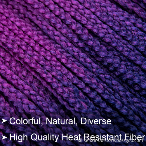 Ombre Pink Black Soft 24 inch Long 24 Roots/pack Heat Resistant Fiber Bulk Box Braid Crochet Synthetic Braiding Hair Extensions